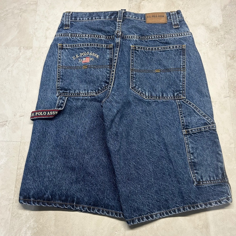 U.S. Polo Assn Carpenter Denim Shorts Blue Mens W32 Medium Wash Utility Workwear